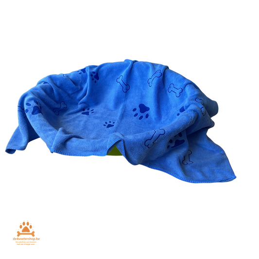UITVERKOOP!  Zacht Hondendekentje – Pootjes & Botjes – 100x55 cm – Blauw