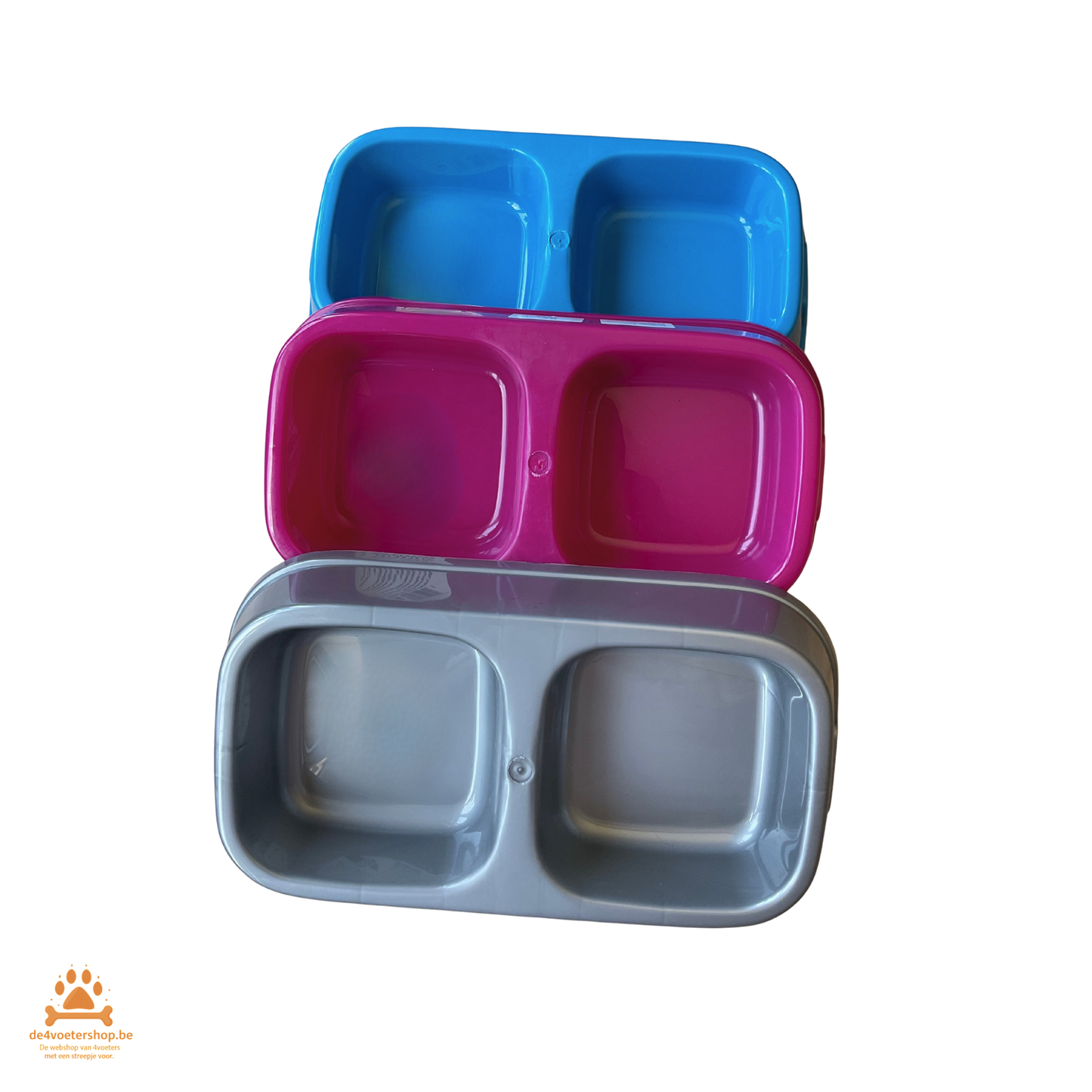 UITVERKOOP Dubbele voer- en drinkbak – stevig, kleurrijk en praktisch!