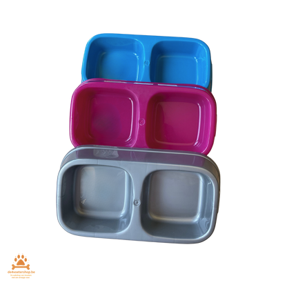 UITVERKOOP Dubbele voer- en drinkbak – stevig, kleurrijk en praktisch!