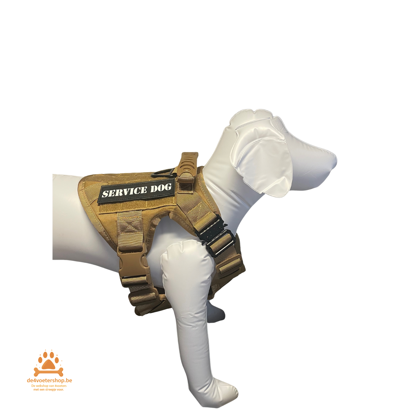 UITVERKOOP  🐾 Tactisch harnas met halsband en leiband – “Service Dog” Set (Coyote Bruin)