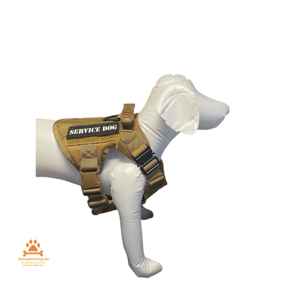 UITVERKOOP  🐾 Tactisch harnas met halsband en leiband – “Service Dog” Set (Coyote Bruin)