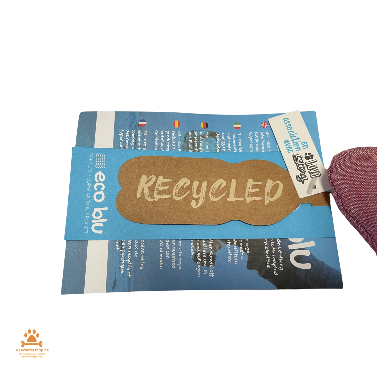 UITVERKOOP 🦴 Eco Blu Recycled Hondenbot – Duurzaam Polyester (23 x 13,5 x 6 cm)