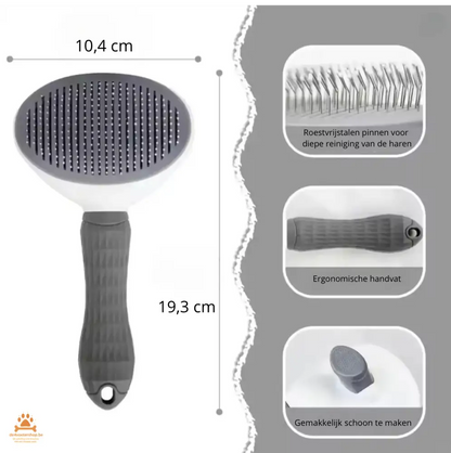 Zelfreinigende Hondenborstel met Roestvrijstalen Pinnen